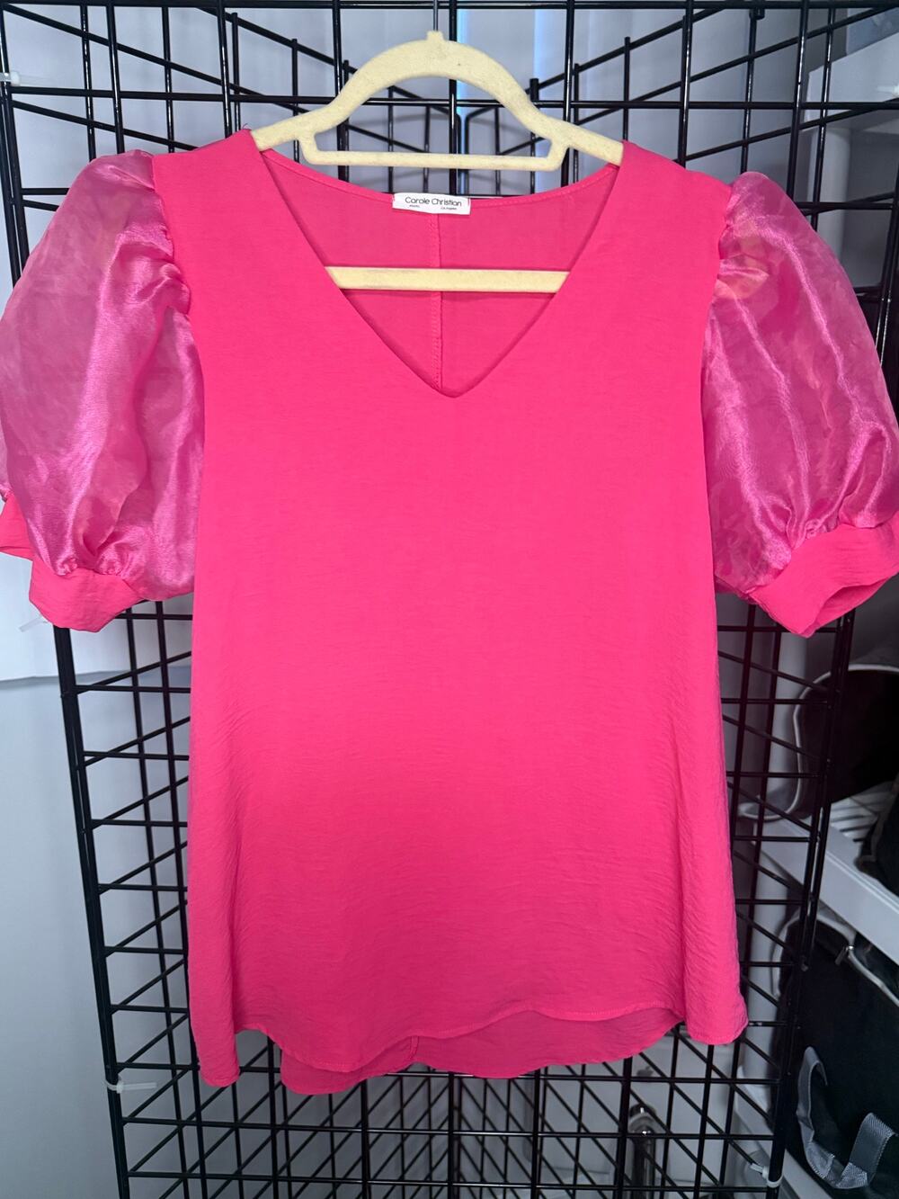 Carole Christian Pink V Neck Blouse Women's Size Small